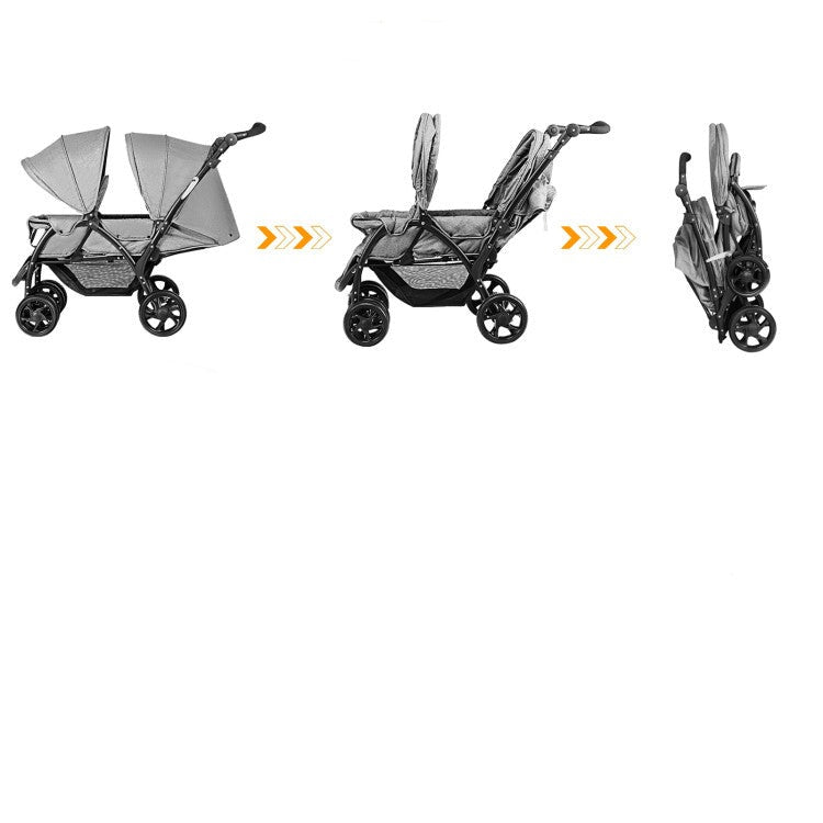 Foldable Lightweight Front Back Seats Double Baby Stroller