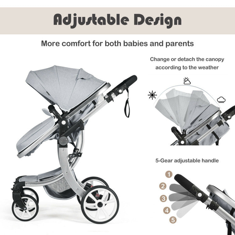 2-in-1 Foldable High Landscape Baby Stroller