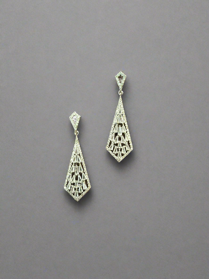 Calla Collection Earrings TR-10532 Chic Eye-Catching Cubic Zirconia CZ Dangle Earrings