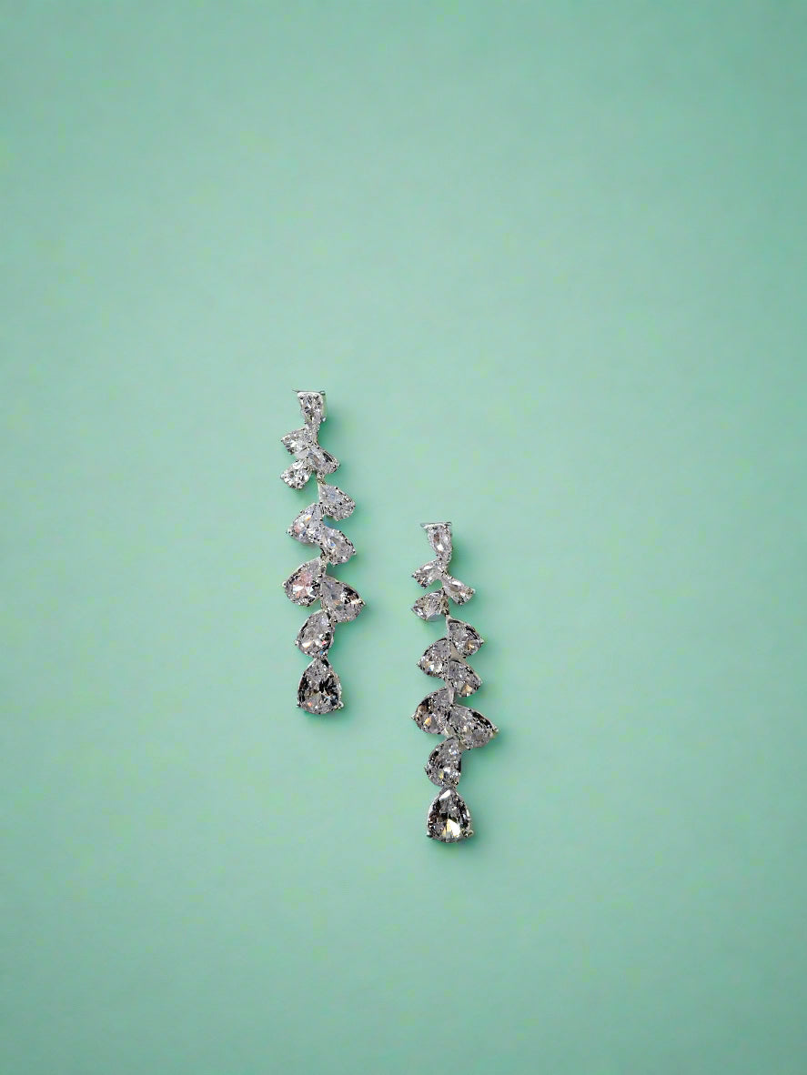 Calla Collection TR-11348 earrings featuring elegant, silver-tone design with intricate patterns and a polished finish.
