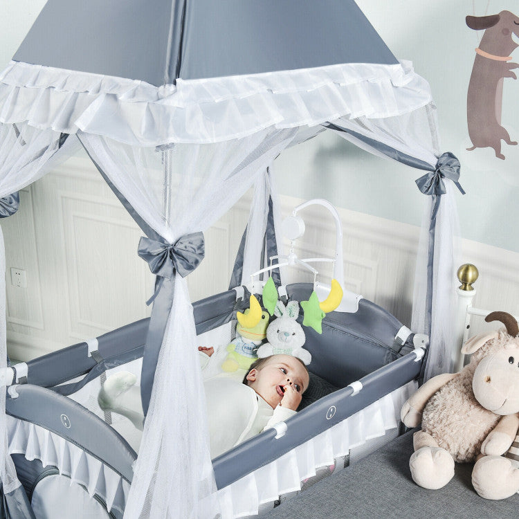4-in-1 Portable Baby Playard with Carry Bag and Mosquito Net