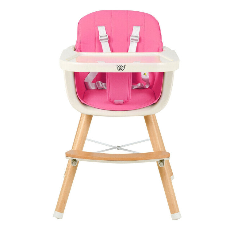 3-in-1 Convertible Wooden High Chair with Cushion