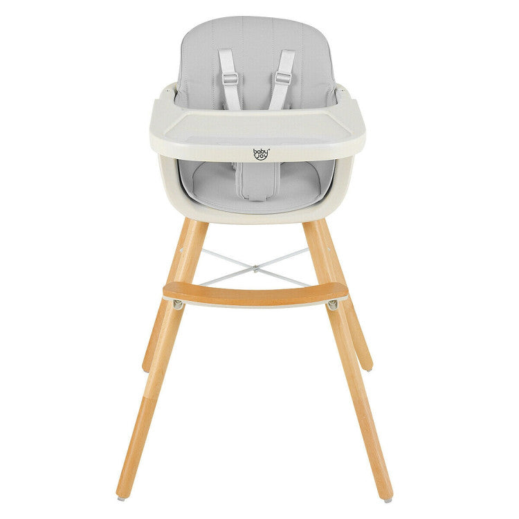 3-in-1 Convertible Wooden High Chair with Cushion