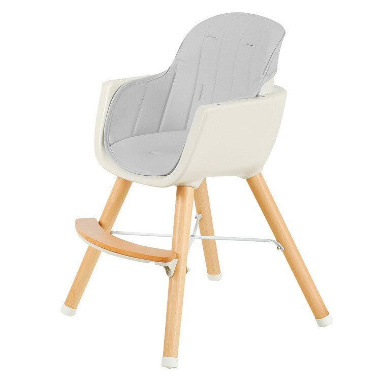 3-in-1 Convertible Wooden High Chair with Cushion