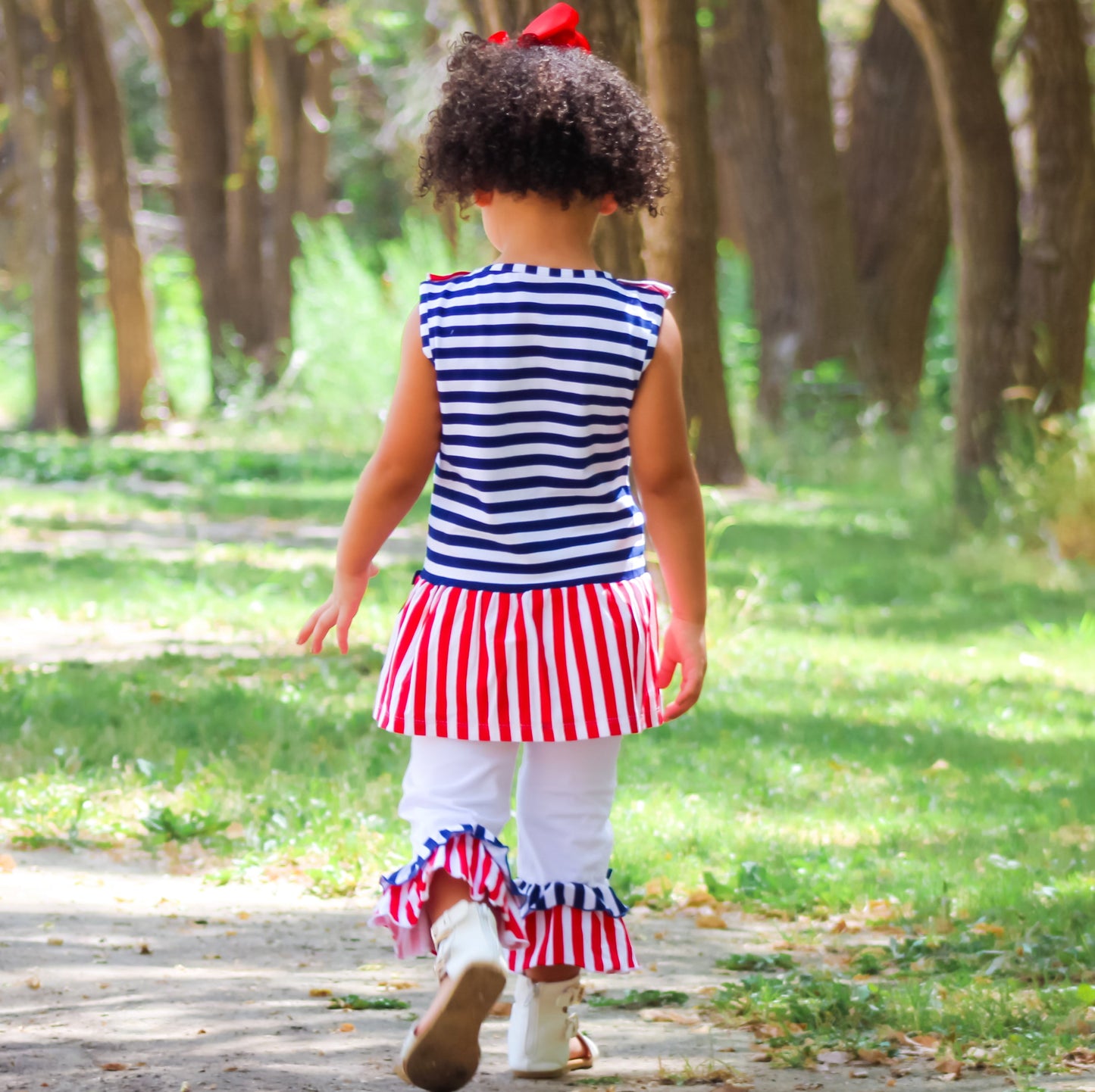 AnnLoren Girls Boutique Patriotic Sailor Outfit Tunic and Capri Leggings