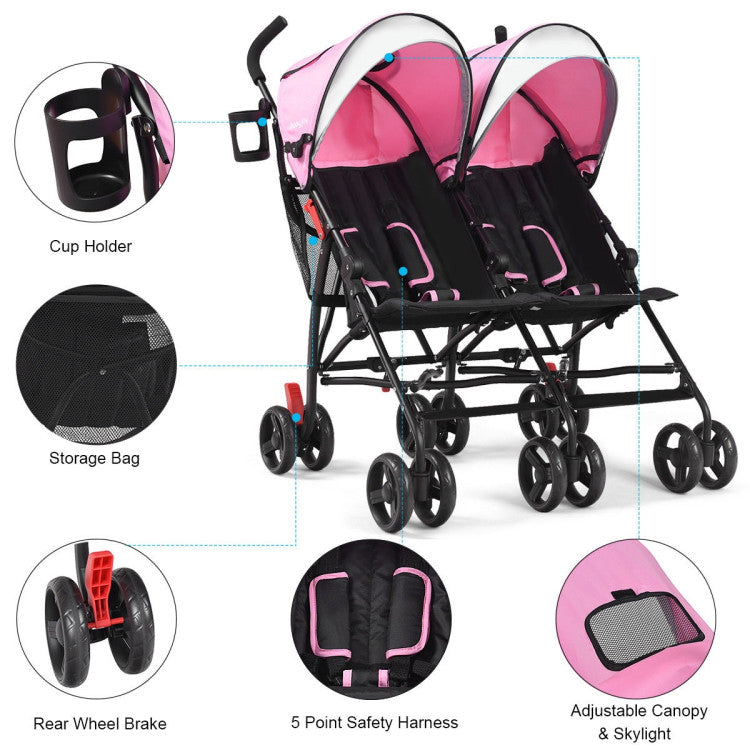 Foldable Twin Baby Double Stroller