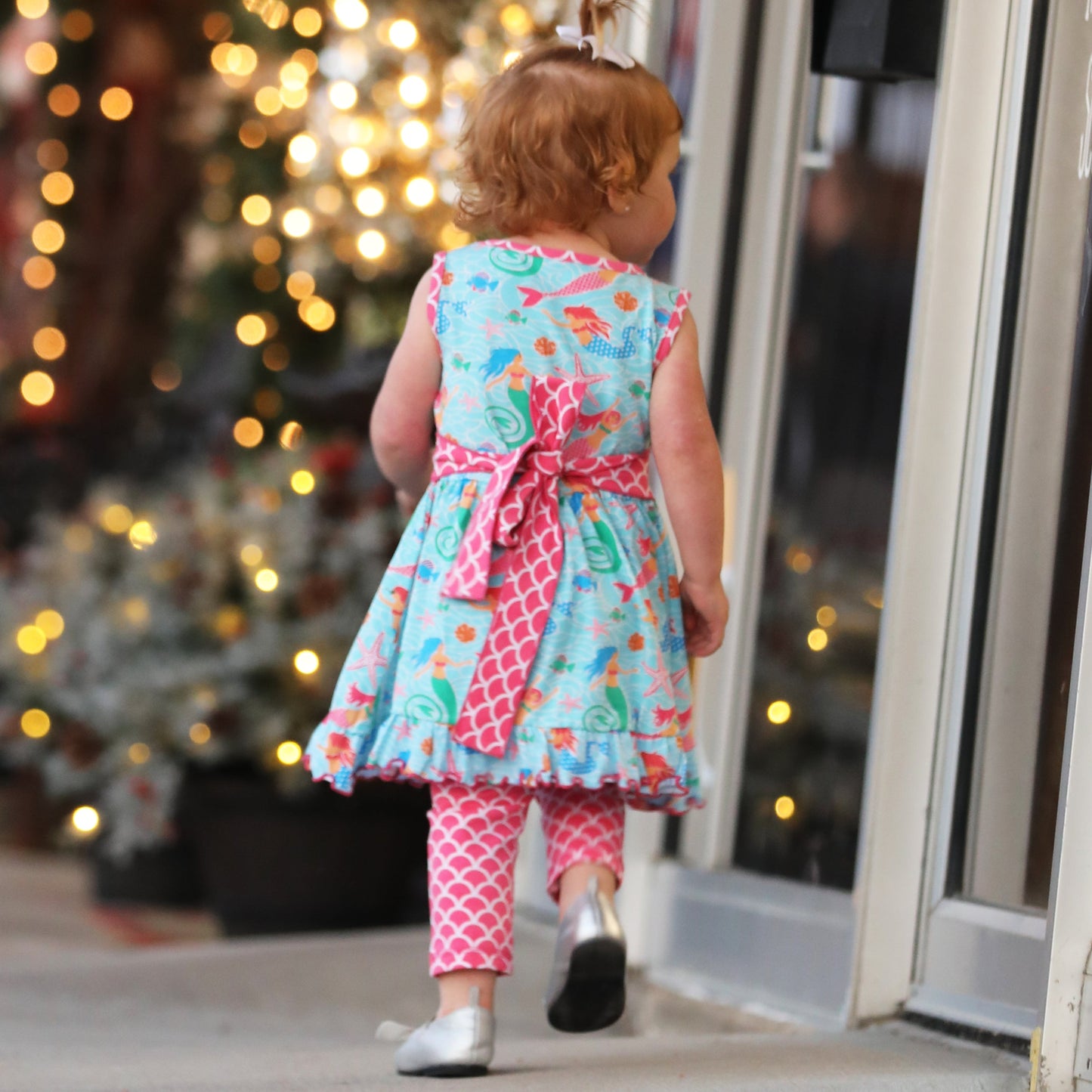 AnnLoren Little Toddler Big Girls' Mermaid Dress Leggings Boutique Clothing Set