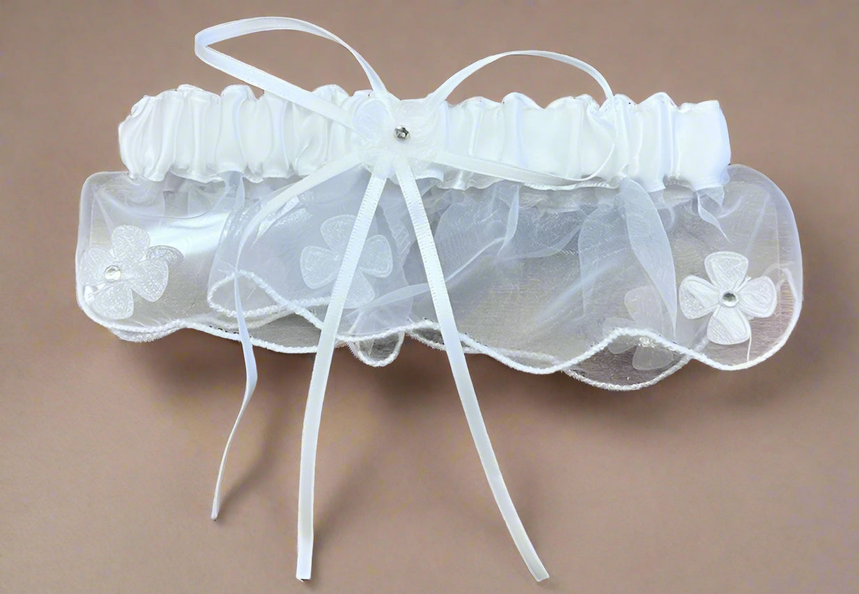 Calla Collection Wedding Garter GA-927 Elegant Artificial Flower Bridal Garter