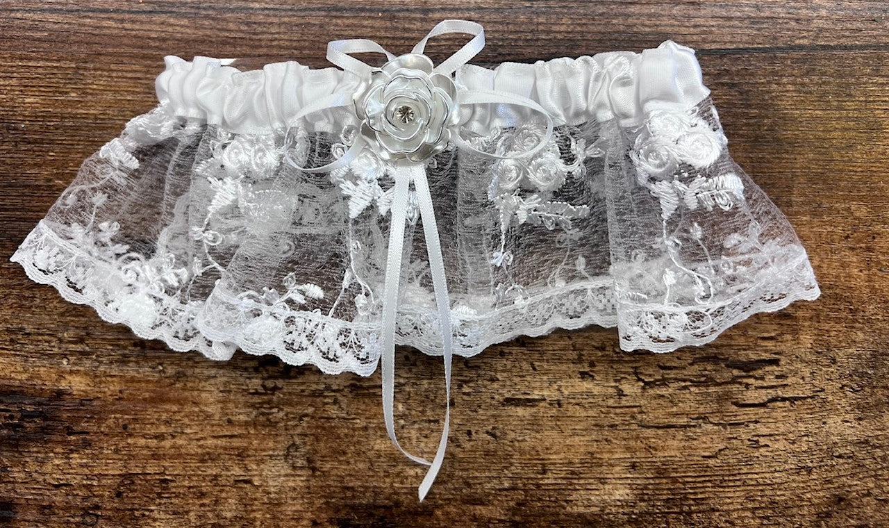 Calla Collection Wedding Garter GA-929 Elegant Detailed Lace and Satin Garter