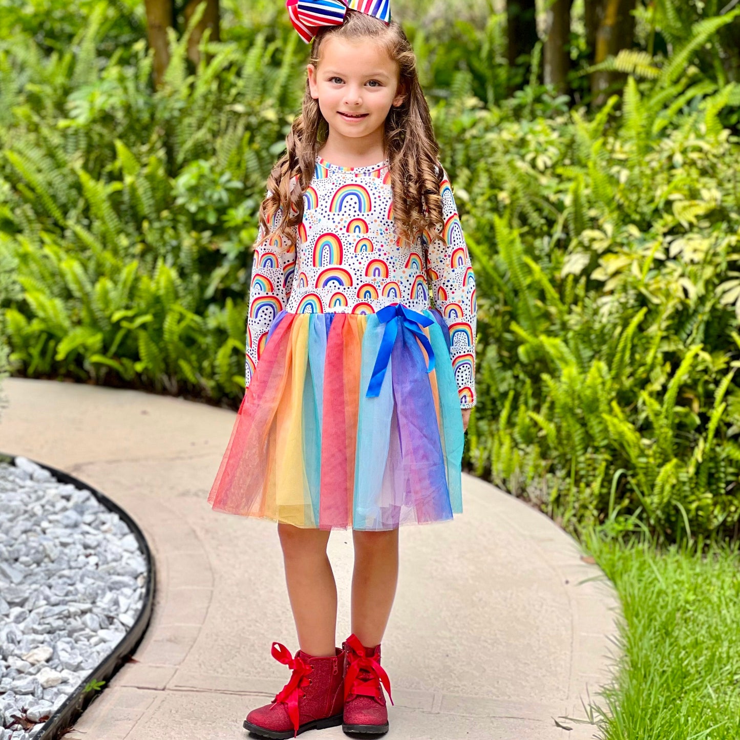Girls Boutique Ombre Rainbow Mesh Tulle Party Dress