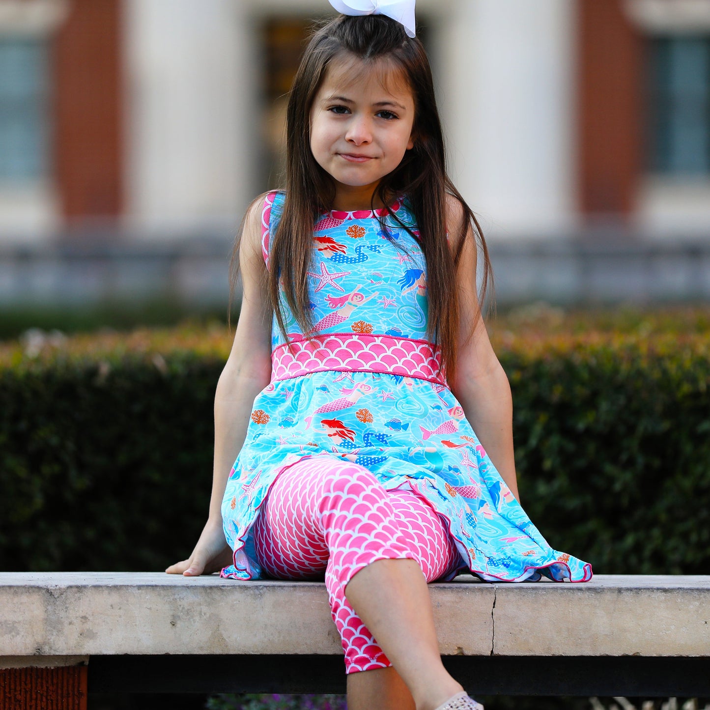 AnnLoren Little Toddler Big Girls' Mermaid Dress Leggings Boutique Clothing Set