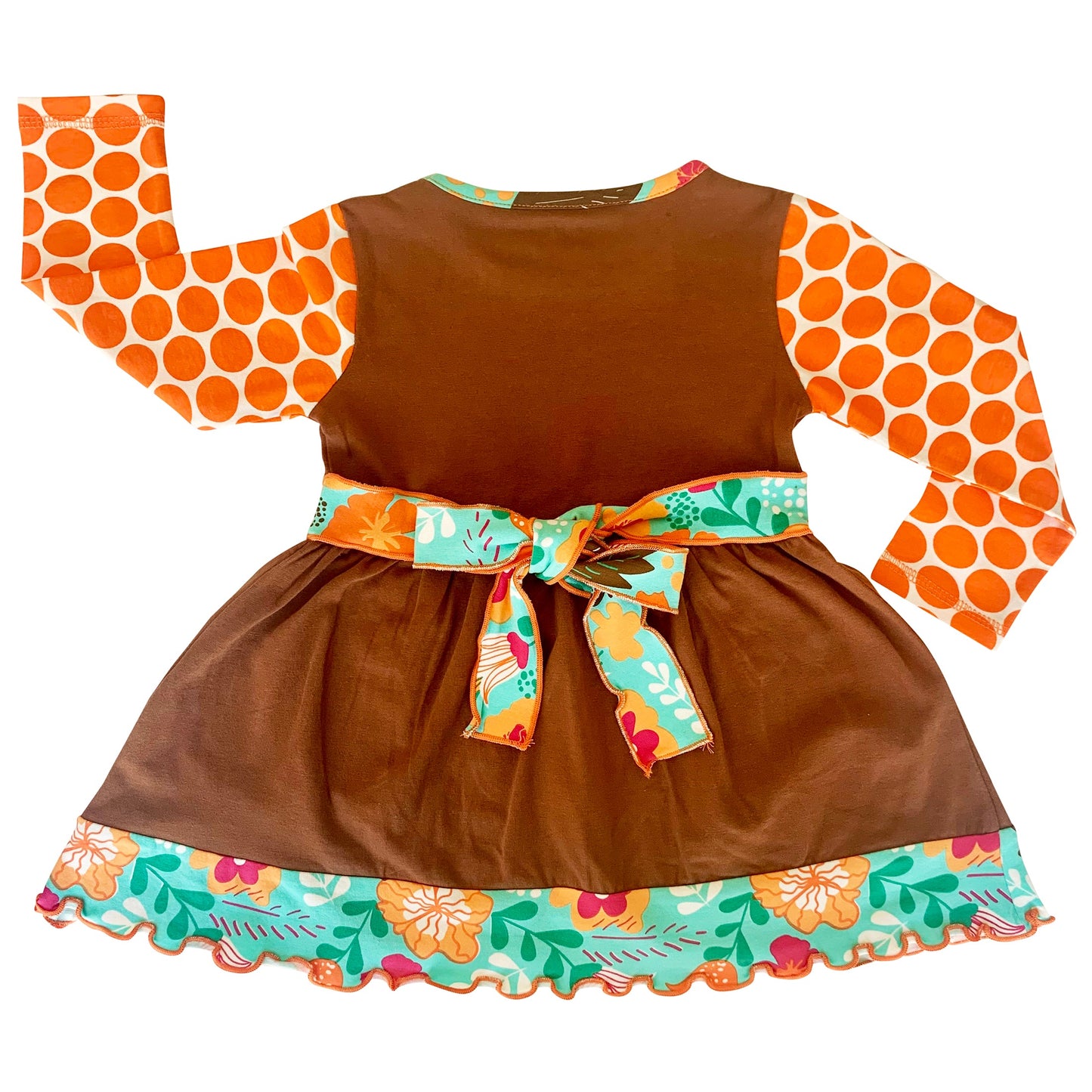 AnnLoren Girls Holiday Orange Pumpkin Patch Autumn Thanksgiving Dress & Leggings