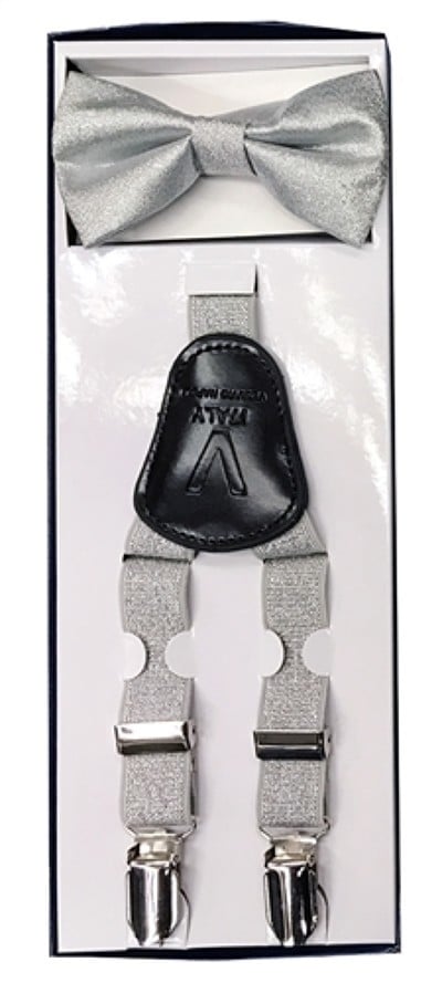 Calla Collection Boys Metallic Suspender and Bowtie Set