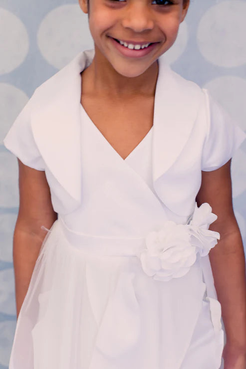 299 Satin Short Sleeve Bolero with Collar for Girls - Discontinued