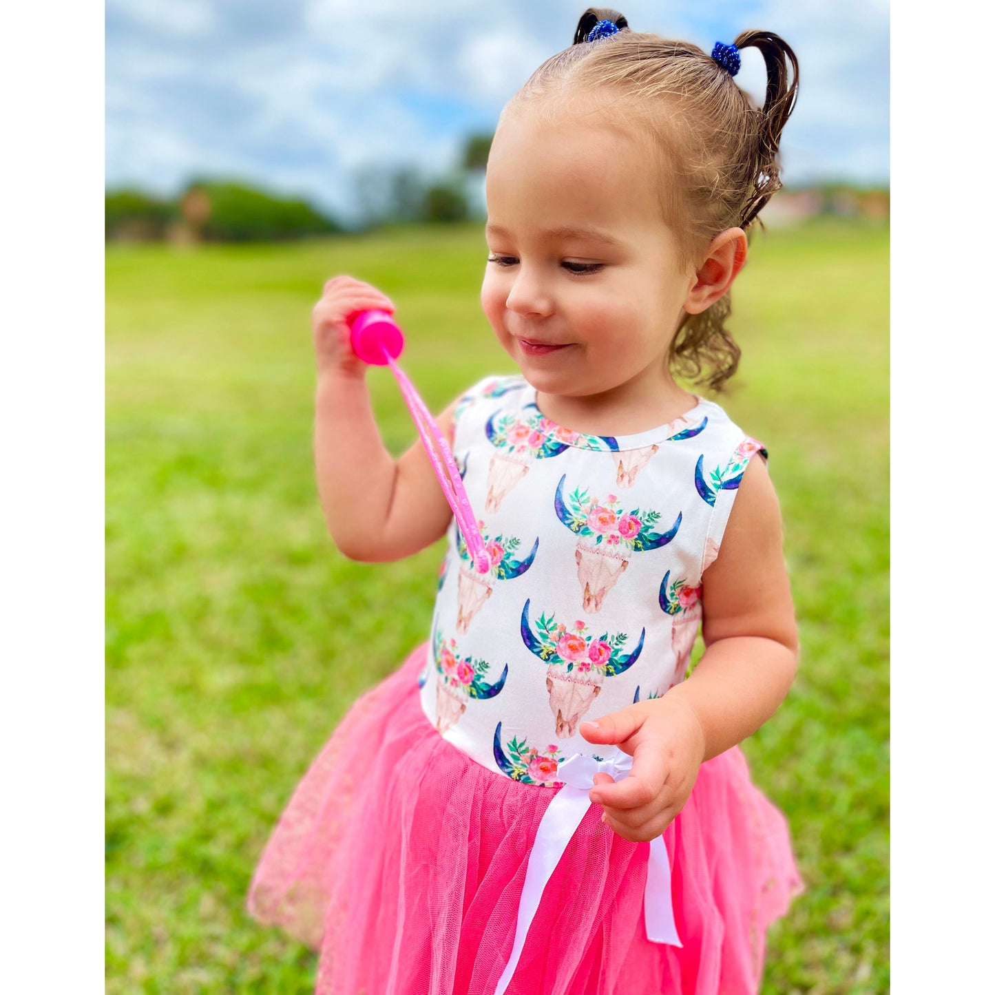 Girls South Western Pink Rose PinkTulle Party Dress Fit and Flare