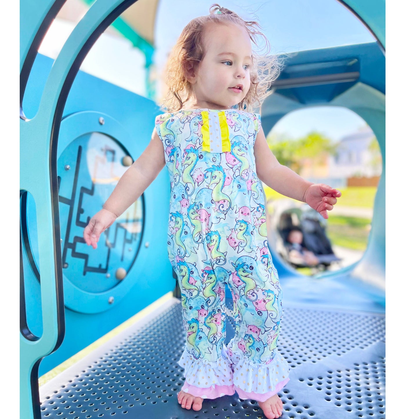 AL Limited Seahorse Baby Girls Polka Dot Summer Romper