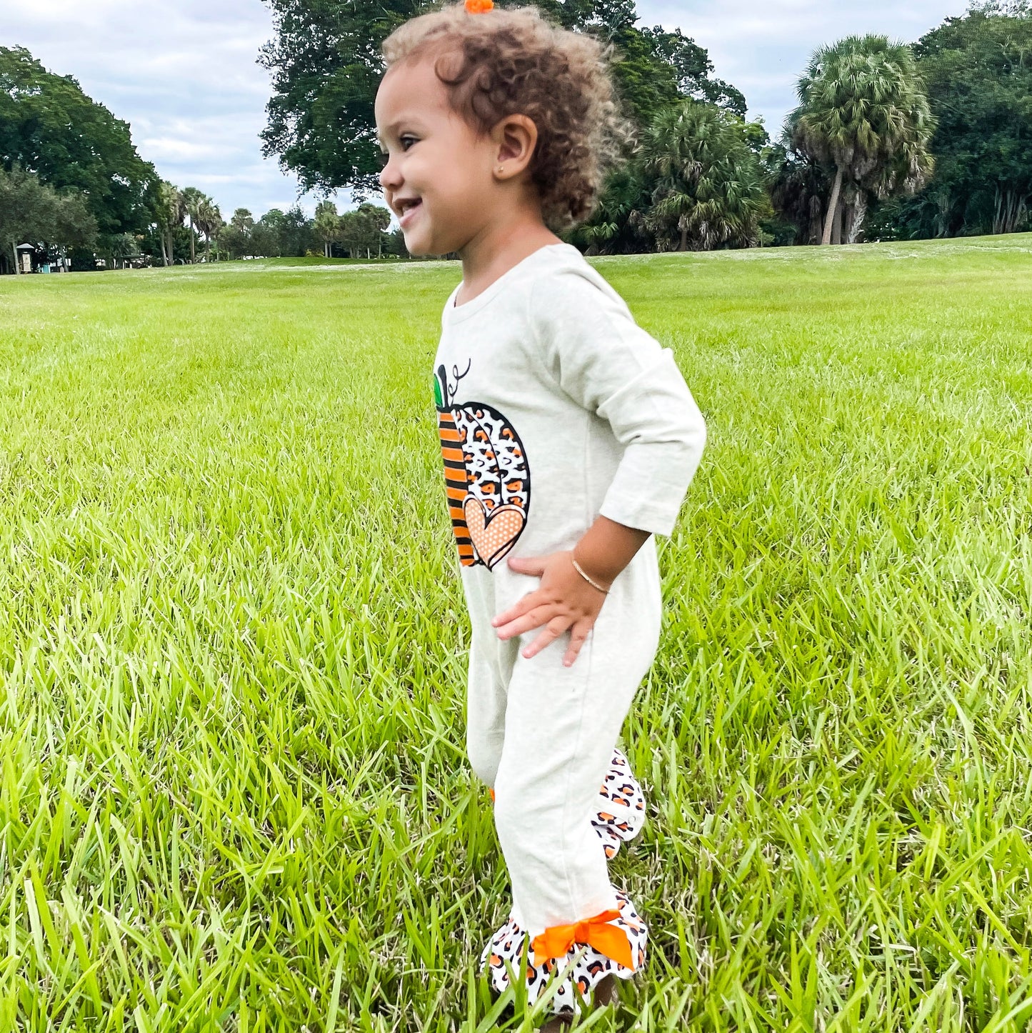Baby Girls Thanksgiving Autumn Orange Pumpkin Romper