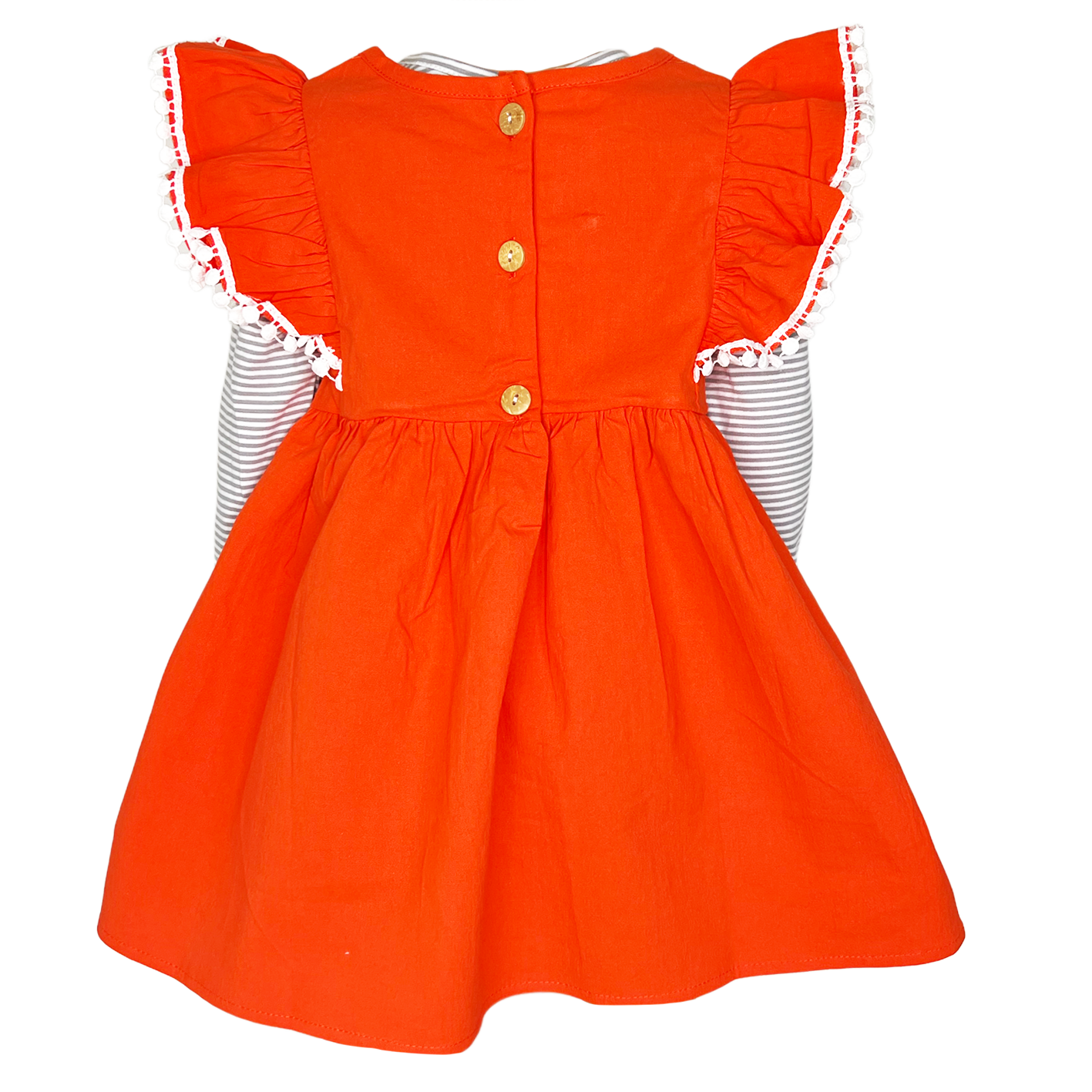 Girls Orange Fall Dress Pockets Long Sleeves Thanksgiving Party Dress