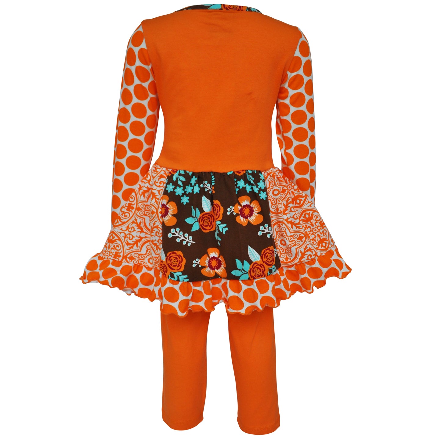 AnnLoren Big Little Girls Fall Foxy Floral Forest Friends Dress & Leggings