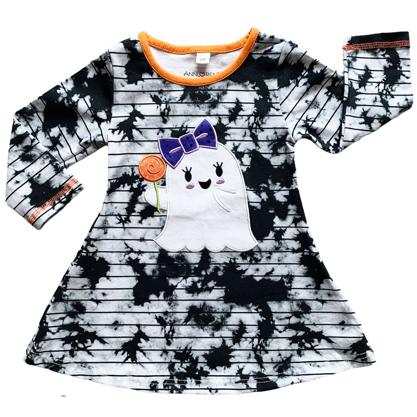 AnnLoren Girls Halloween Ghost Tie Dye Outfit Dress and Black Leggings