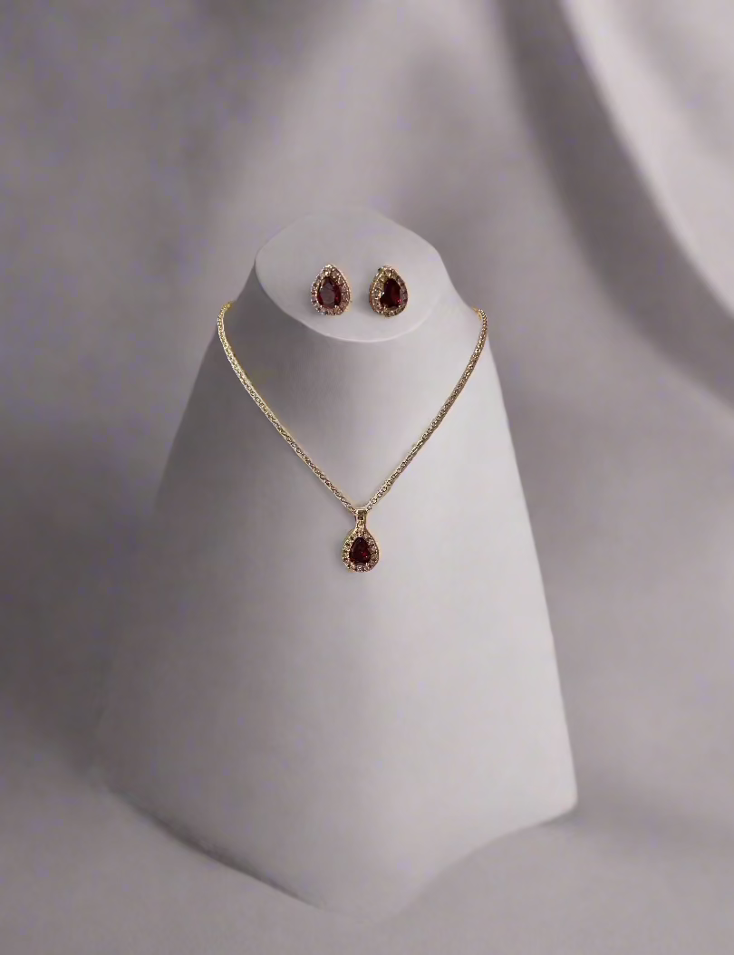 Calla Collection TR-22287 Luxury Teardrop Cubic Zirconia Necklace Set
