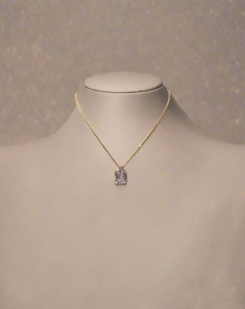 Calla Collection TR-22243 Unique Square Stone Pendant Necklace Set