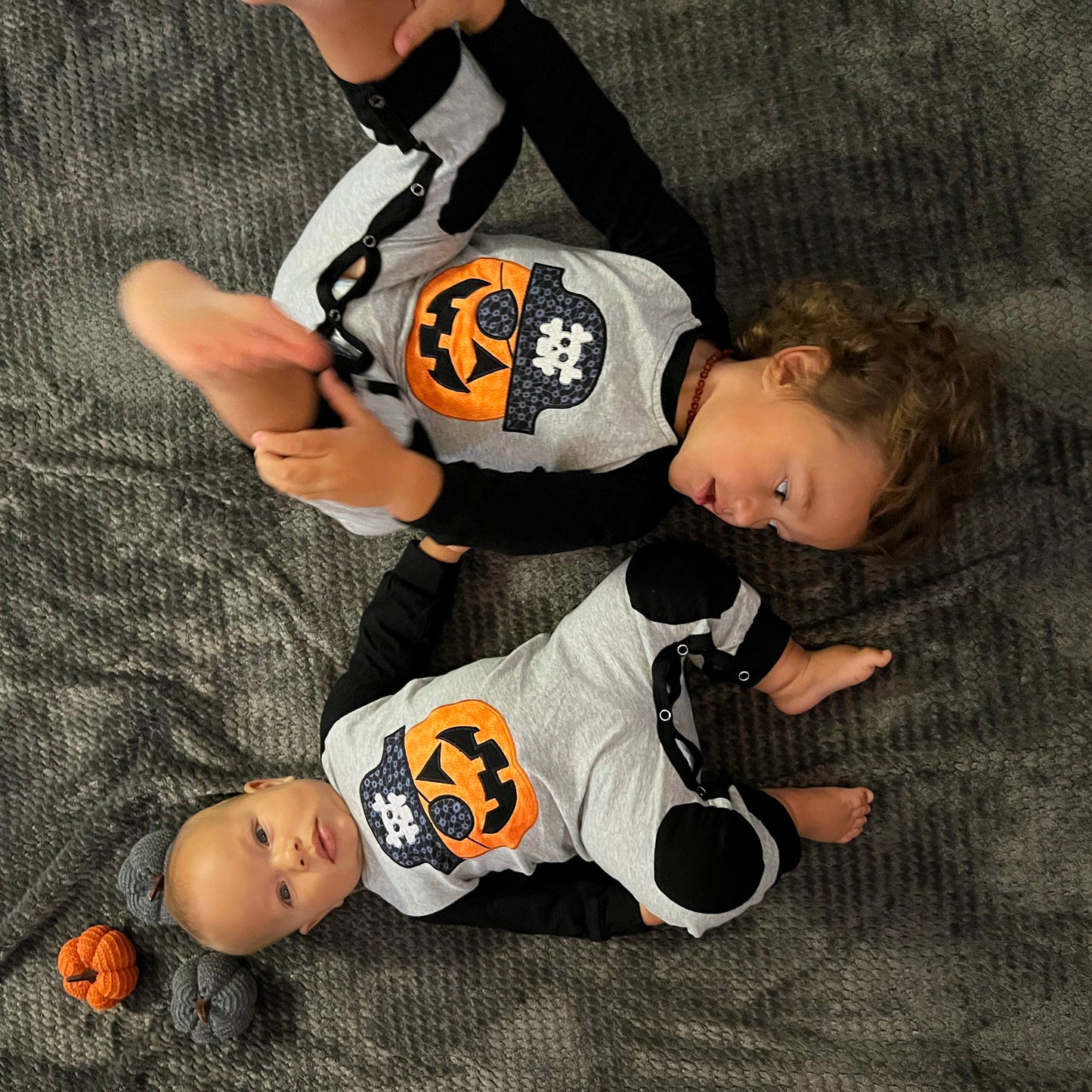 AnnLoren Halloween Pirate Jack O Lantern Long Sleeve Baby Toddler Boys Romper