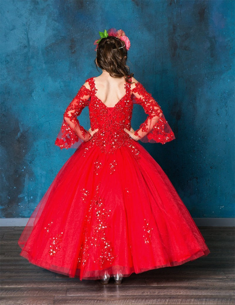 Calla Collection KY-229 youth pageant gown engineered with a structured framework and hidden layers of crinoline netting