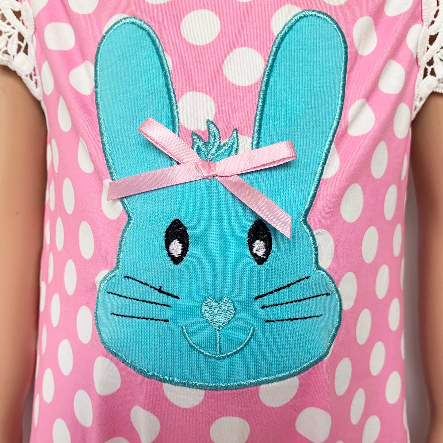 AL Limited Easter Bunny Baby Girls Polka Dot Lace Romper