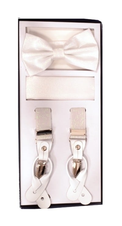 Calla Collection Men's Metallic Suspender and Bowtie Set