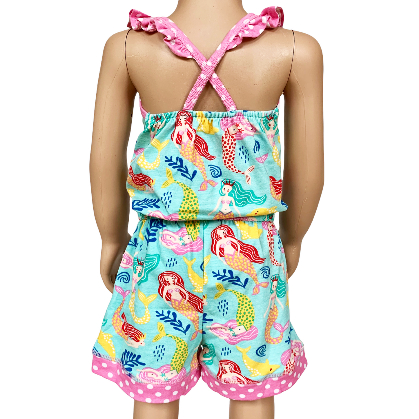 AnnLoren Girls Boutique Nautical Mermaid Jumpsuit Spring Summer Romper