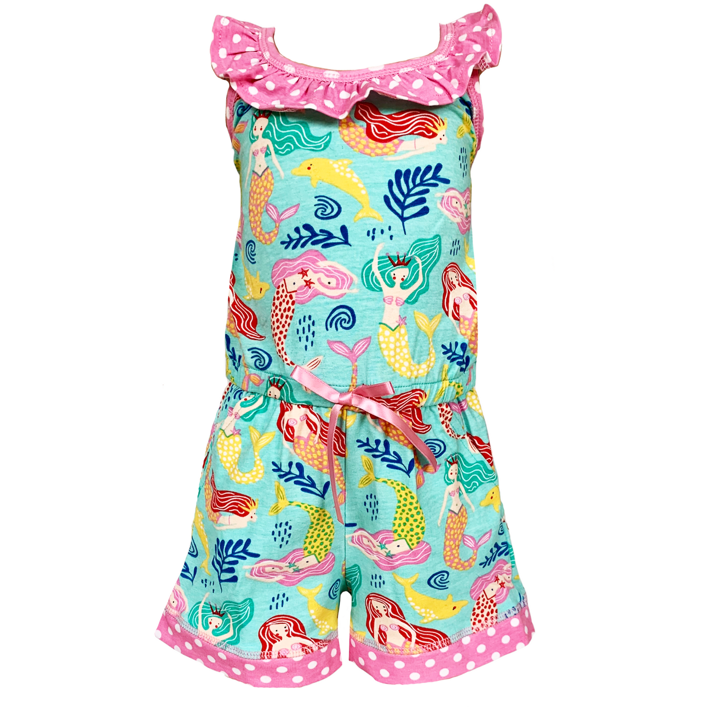 AnnLoren Girls Boutique Nautical Mermaid Jumpsuit Spring Summer Romper