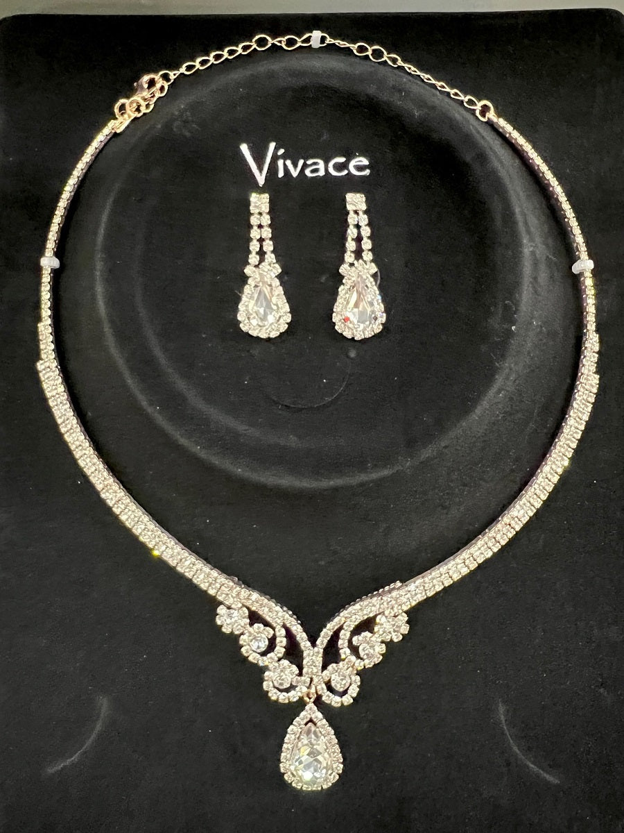 Calla Collection TR-20271 Luxurious Exquisite Rhinestone Necklace Set