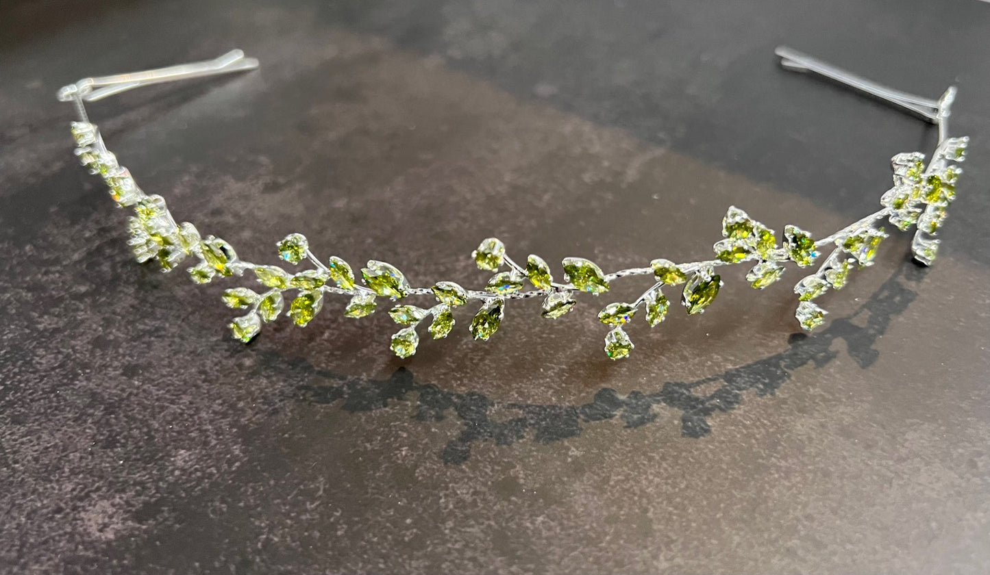 Calla Collection Sage hair wrap showing secure fit and stylish design, made from innovative jewelry material for hair accessories.