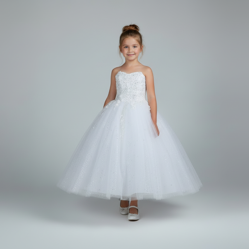 Magnificent full-length ball gown skirt crafted from multiple flowing layers of premium light-reflecting glitter tulle fabric on SCK-322.