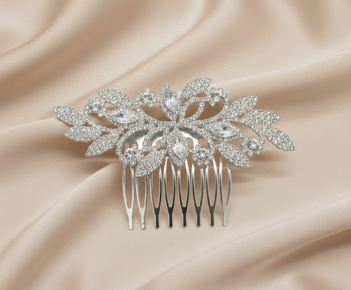 Calla Collection Hair Comb TR-41099 Luxurious Intricate Rhinestone Royal Hair Comb