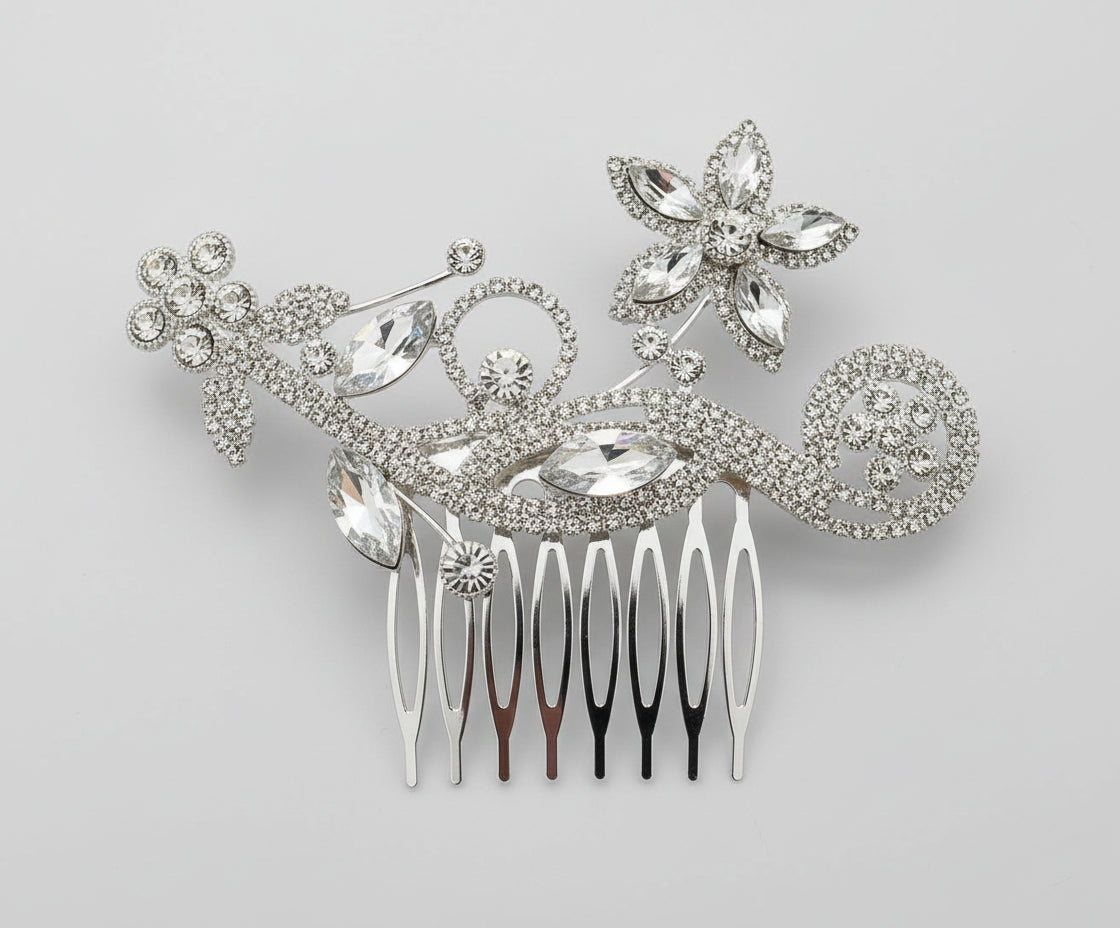 Calla Collection Hair Comb TR-40478 Comfortable Secure Fit Rhinestone Hair Comb