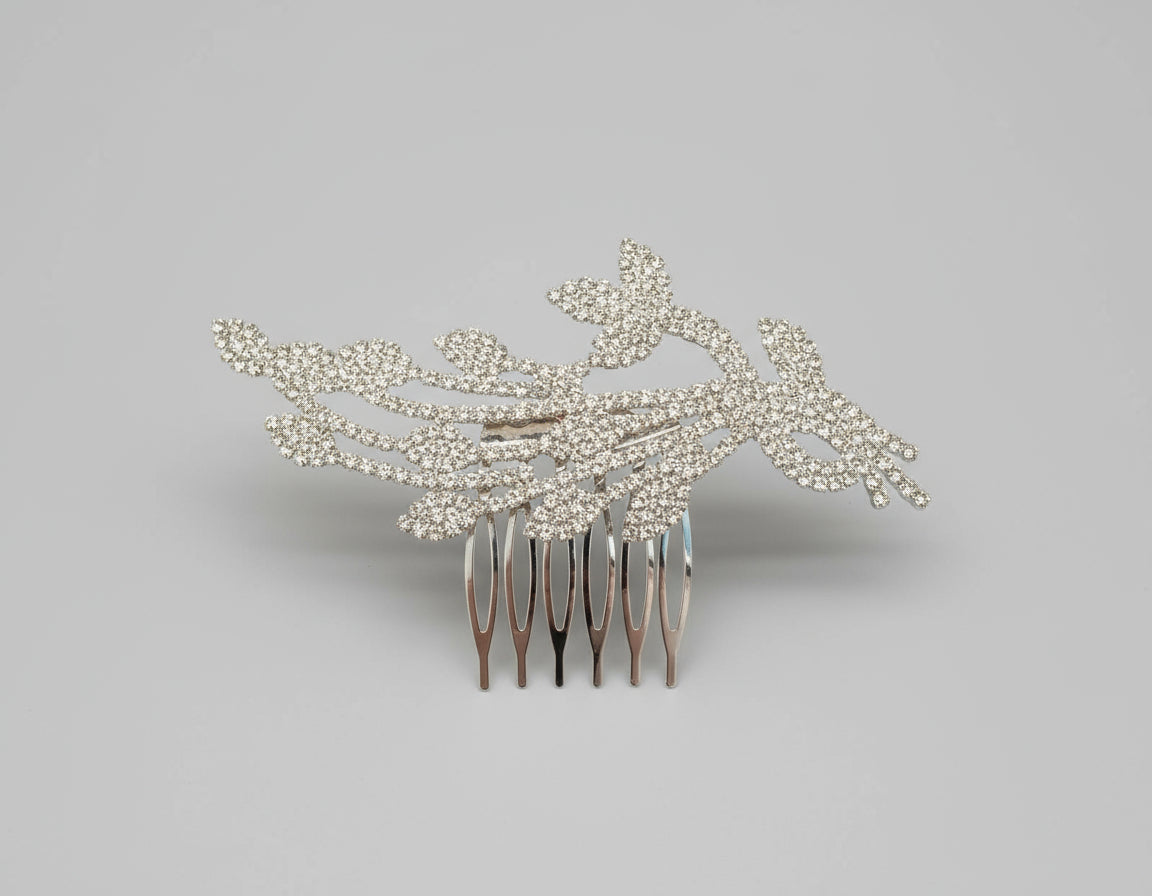 Calla Collection Hair Comb TR-40695 Intricate Design High-Quality Rhinestone Hair Comb
