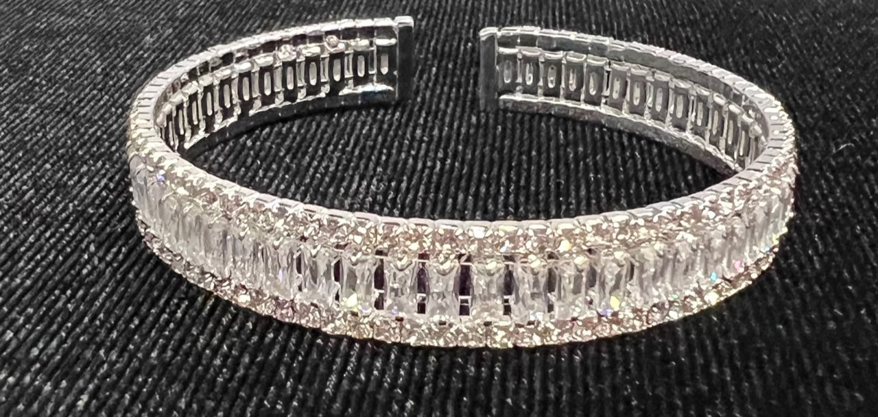 Silver Calla Collection bracelet with rhinestones, formal glamour jewelry piece from CALLAcollection3.