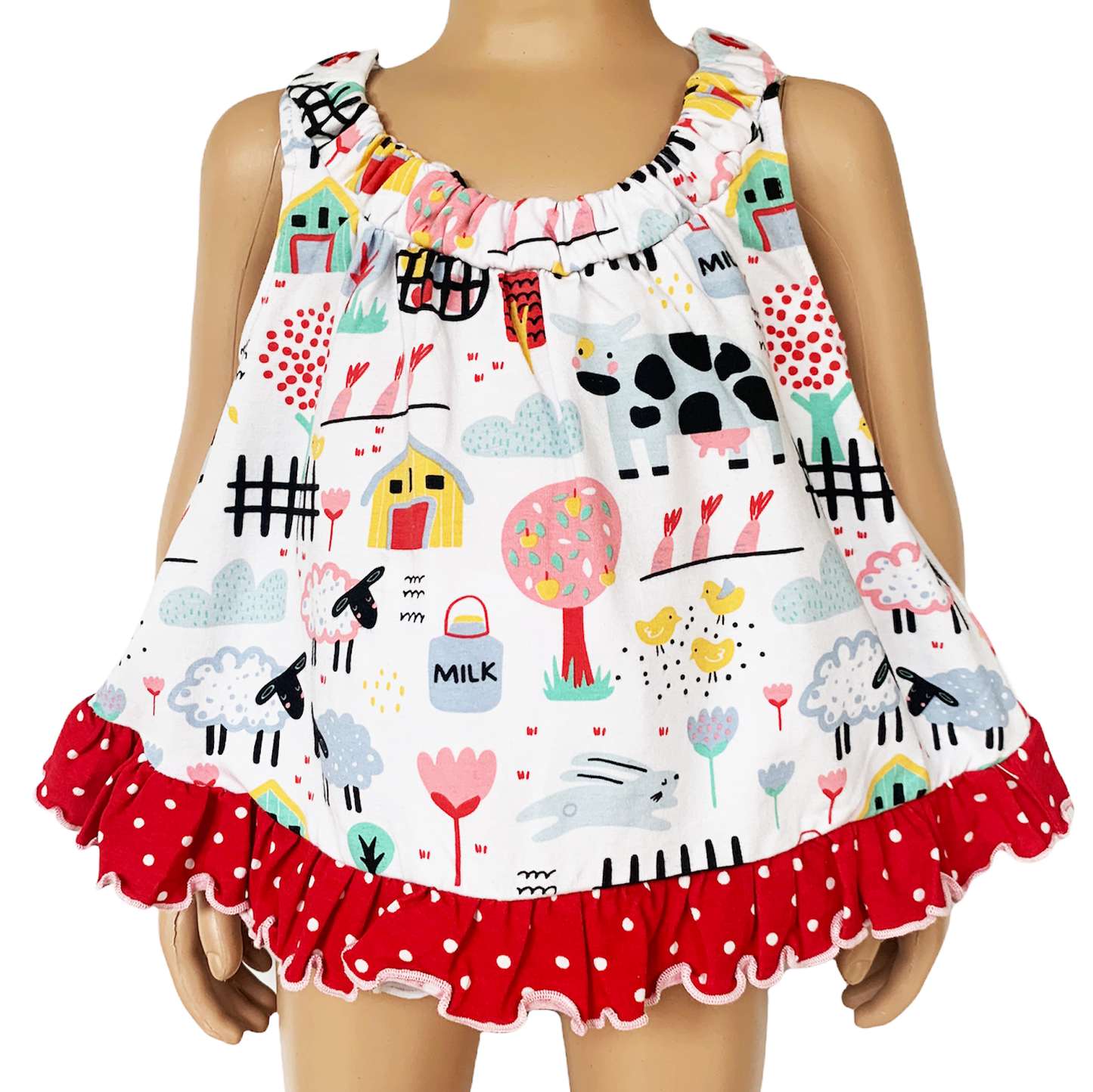 AnnLoren Baby & Toddler Girls Fun Farm Animal Spring Swing Tank Top