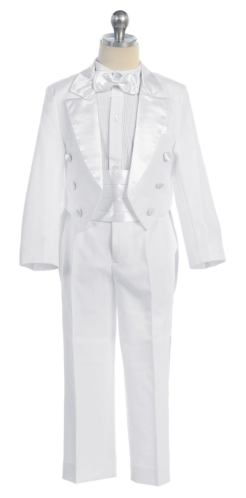 Complete formal picture-perfect look of the Calla Collection T-4001 baby boy tuxedo suited for luxury milestones.