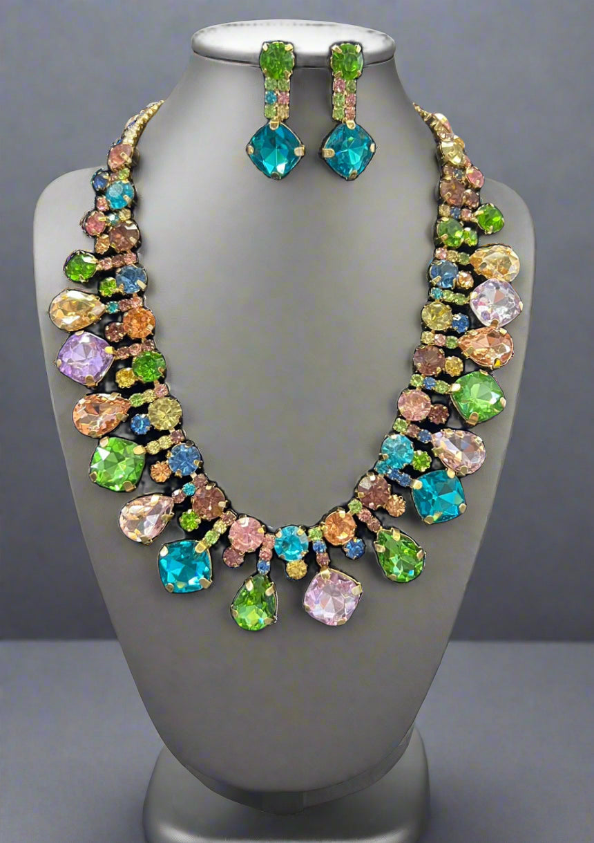 Calla Collection TR-044 Vibrant Multi-Colour Statement Necklace Set