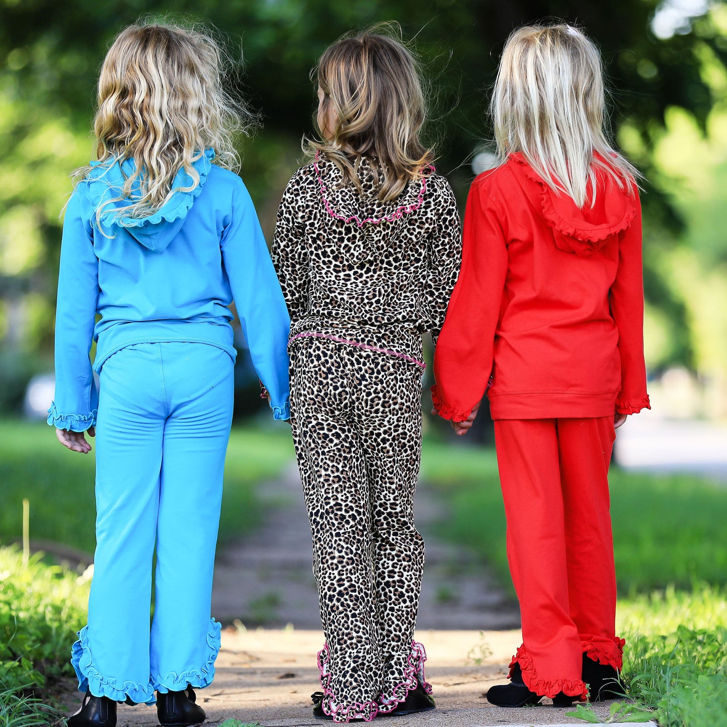AnnLoren Girls Blue Ruffle Hoodie 2 Pc Fashion Track Suit