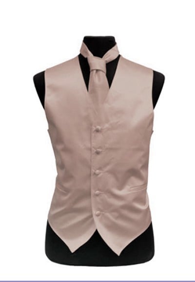 Complete high-end runway presentation look featuring the slim fit Calla Collection VS-1010 vest over a white shirt.