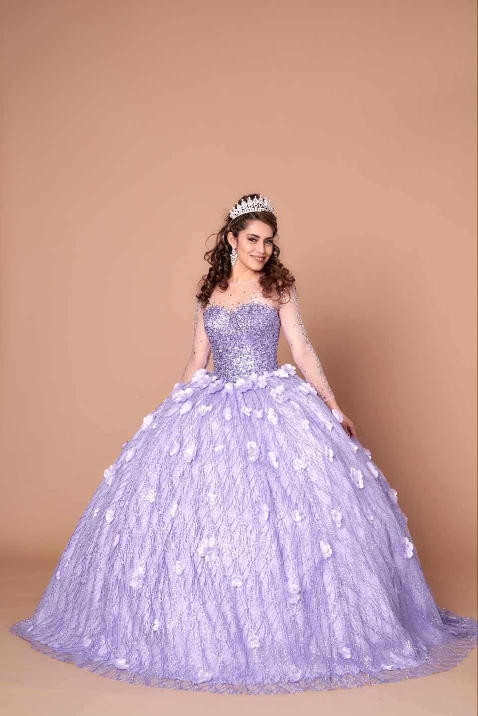 Clean sweeping formal hemline and premium factory edge stitching defining the luxurious princess silhouette of the Calla Collection KY-82256 gown