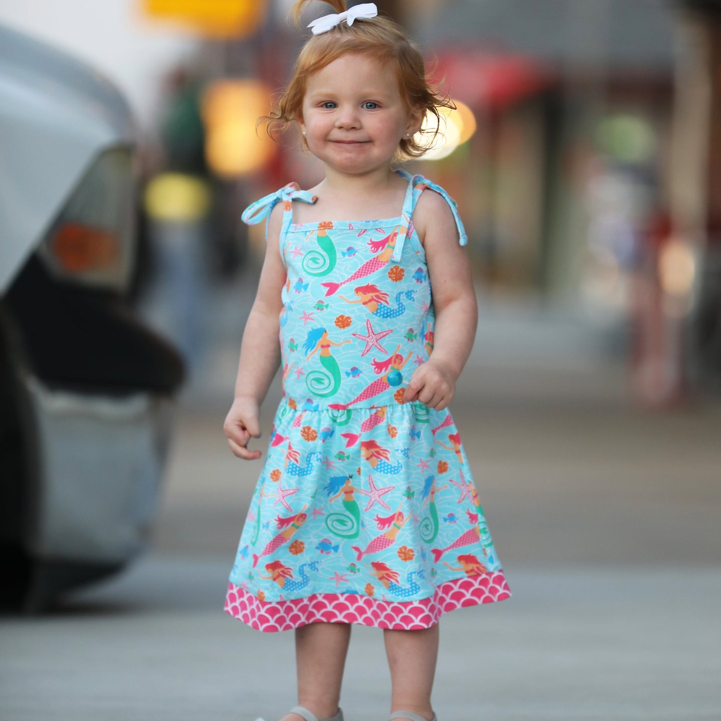 AnnLoren Little Big Girls Mermaid Sea Creatures Dress Cotton Knit Sleeveless Spaghetti Straps