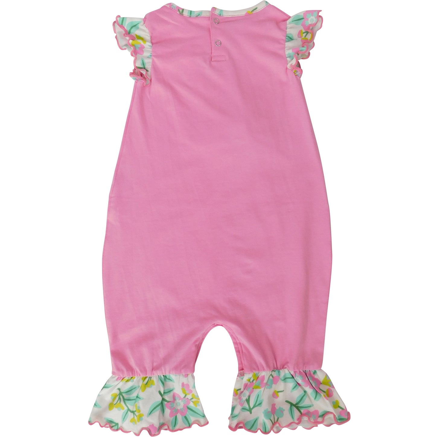 AnnLoren Pink Easter Bunny Baby Girls' Romper Floral Ruffles Holiday Outfit Playsuit