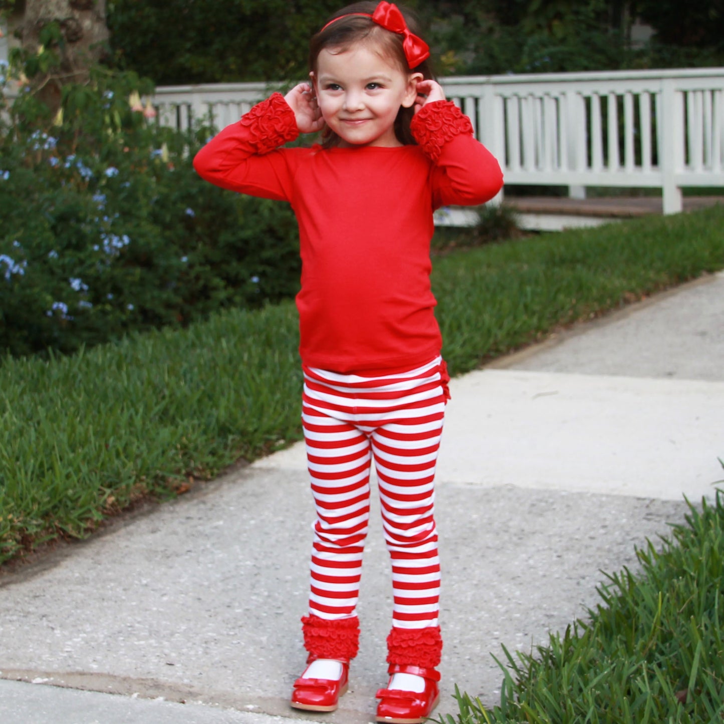 AnnLoren Girls Boutique Red Ruffle Butt Leggings Set sz 4/5T-7