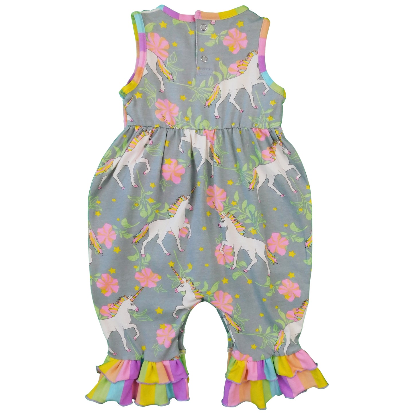 AnnLoren Boutique Baby Girls' Romper Unicorn & Rainbow Onesie Toddler Jumpsuit