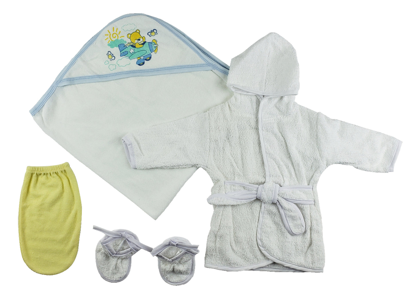 Boys Infant Robe, Hooded Towel and Washcloth Mitt - 3 pc Set CS_0001